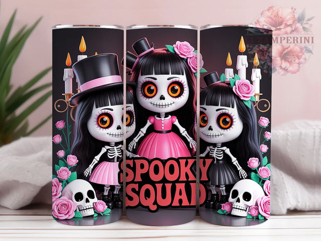 Whimsy Pastel Goth Spooky Squad Tumbler, Spooky Squad Wrap, Skeleton Girls Cup, Roses Gothic Drinkware, 20Oz Sublimation Design, Cute Creepy Mug, Pastel Goth Halloween Tumbler Sublimation Li Zamperini 