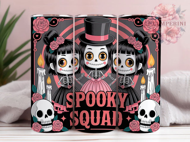 Whimsy Pastel Goth Spooky Squad Tumbler, Spooky Squad Wrap, Skeleton Girls Cup, Roses Gothic Drinkware, 20Oz Sublimation Design, Cute Creepy Mug, Pastel Goth Halloween Tumbler Sublimation Li Zamperini 