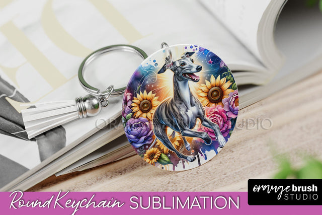 Whippet Keychain - Dog mom Floral Keychain Sublimation Design Sublimation OrangeBrushStudio 