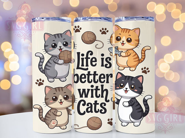 Whiskers & Chaos Funny Cat Tumbler, Cat Lover Tumbler Wrap, Life With Cats Design, 20oz Cat Tumbler Wrap, Pet Lover Sublimation, Cute Cat Tumbler Wrap, Cat Mom Tumbler Design Sublimation SvggirlplusArt 