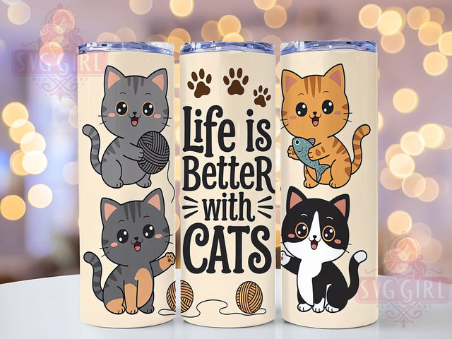 Whiskers & Chaos Funny Cat Tumbler, Cat Lover Tumbler Wrap, Life With Cats Design, 20oz Cat Tumbler Wrap, Pet Lover Sublimation, Cute Cat Tumbler Wrap, Cat Mom Tumbler Design Sublimation SvggirlplusArt 