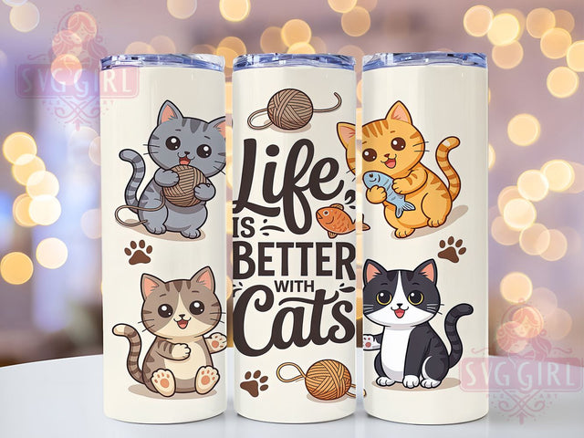 Whiskers & Chaos Funny Cat Tumbler, Cat Lover Tumbler Wrap, Life With Cats Design, 20oz Cat Tumbler Wrap, Pet Lover Sublimation, Cute Cat Tumbler Wrap, Cat Mom Tumbler Design Sublimation SvggirlplusArt 