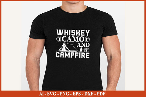 WHISKEY CAMO AND CAMPFIRE Camping SVG PNG Craft Cut File SVG SVG Print File 