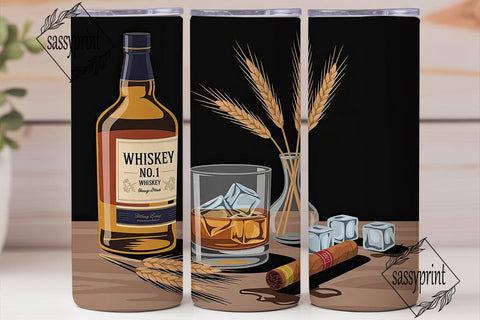 Whiskey Cigar Tumbler Wrap Sublimation sassyprint 