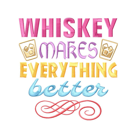 Whiskey Embroidery Designs Bundle - 6 Designs, Whiskey Quotes Embroidery, Whiskey Sayings PES Files, Whiskey Is Always A Good Idea Embroidery/Applique DESIGNS HappyDesignStudio 