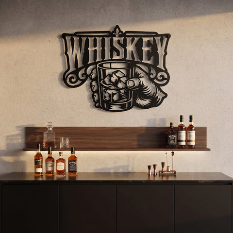 Whiskey Laser SVG | Bourbon Glass Laser Cut File | CNC Plasma Cut Design | Rustic Bar Decor | Whiskey Lover Sign SVG HappyDesignStudio 