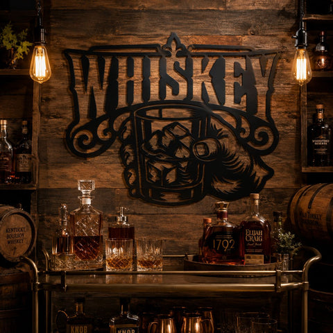 Whiskey Laser SVG | Bourbon Glass Laser Cut File | CNC Plasma Cut Design | Rustic Bar Decor | Whiskey Lover Sign SVG HappyDesignStudio 