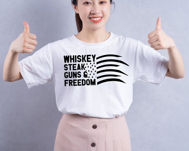 Whiskey Steak Guns Freedom T shirt Design Svg File, 4th July Patriotic USA Flag Svg Png Printable Files, Military T shirt Design SVG DesignDestine 