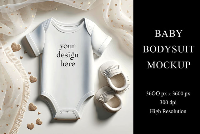 White Baby Bodysuit Mockup | Newborn Apparel Mockup Mock Up Photo BijouBay 