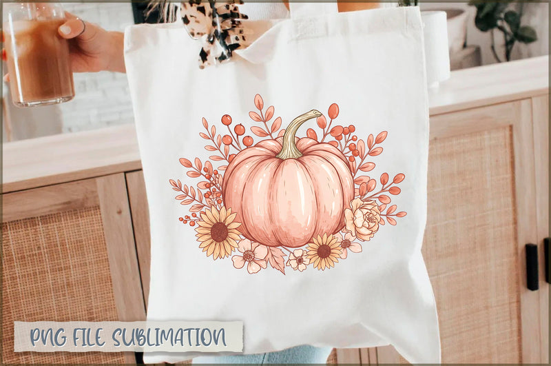White Boho Pumpkin Fall Tote Bag Sublimation Shetara Begum 