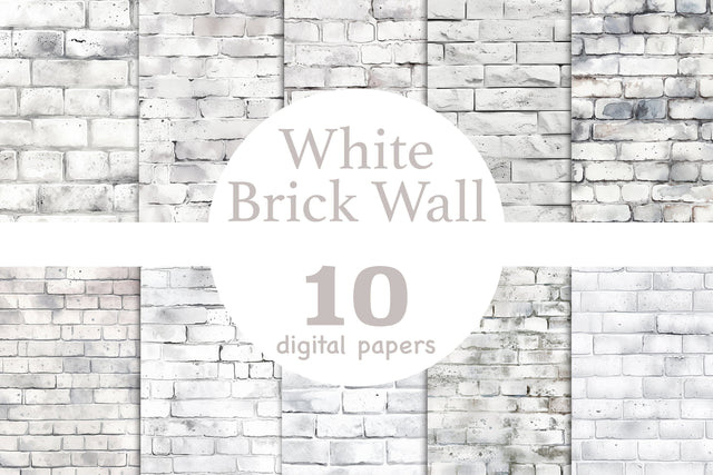White Brick Digital Paper | Brick Wall Textures Digital Pattern GlamArtZhanna 