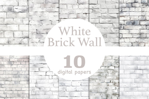 White Brick Digital Paper | Brick Wall Textures Digital Pattern GlamArtZhanna 