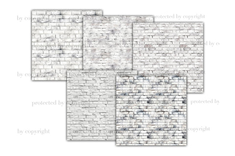 White Brick Digital Paper | Brick Wall Textures Digital Pattern GlamArtZhanna 