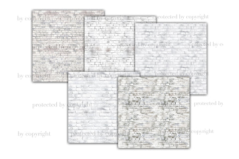 White Brick Digital Paper | Brick Wall Textures Digital Pattern GlamArtZhanna 