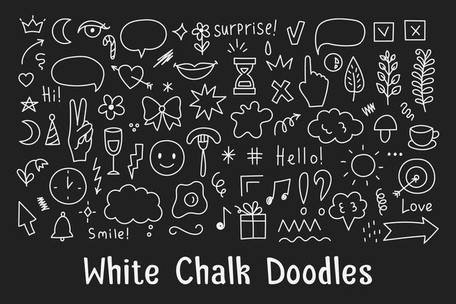 White Chalk Doodles PNG Clipart Sublimation Rin Green 