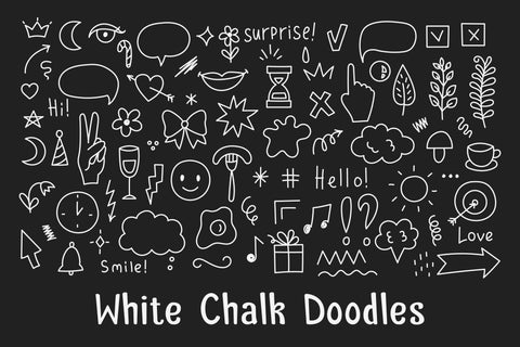 White Chalk Doodles PNG Clipart Sublimation Rin Green 
