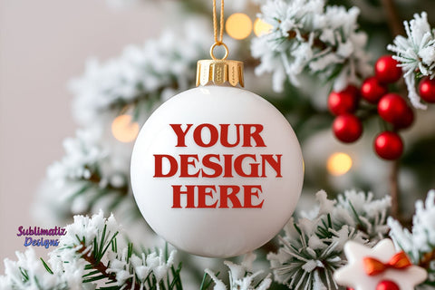 White Christmas Ornament Mockup Mock Up Photo Sublimatiz Designs 