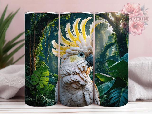 White Cockatoo Wildlife 20oz Tumbler Wrap, Beautiful Bird, Wildlife Design, Cockatoo Art, Nature Inspired, 20oz Tumbler Wrap, Sublimation PNG Sublimation Li Zamperini 