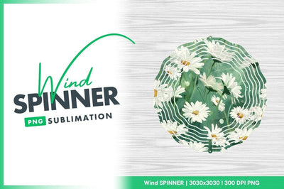 White Daisies with Yellow Centers on Green Background Illustration Sublimation Regulrcrative 