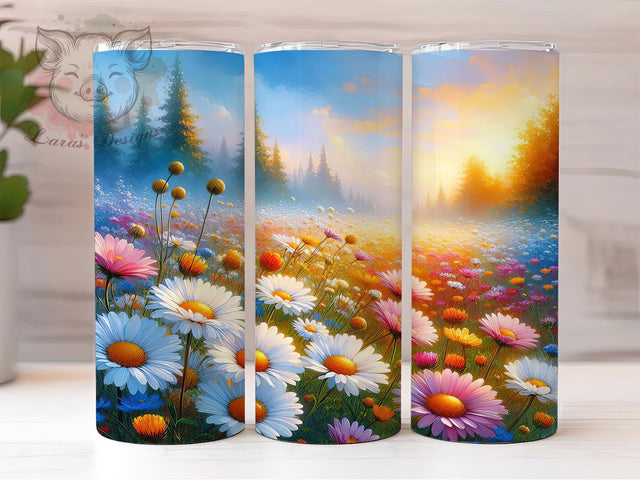 White Daisy Floral 20oz Tumbler Wrap, Floral Print Mug, Spring Flowers Cup, White Daisies Design, Nature Theme Tumbler, Boho Floral Wrap, Sublimation Tumbler Wrap Sublimation Lara' s Designs 