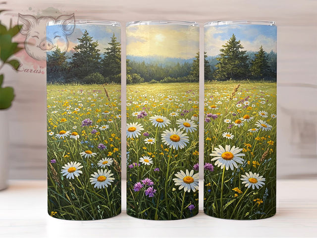 White Daisy Floral 20oz Tumbler Wrap, Floral Print Mug, Spring Flowers Cup, White Daisies Design, Nature Theme Tumbler, Boho Floral Wrap, Sublimation Tumbler Wrap Sublimation Lara' s Designs 