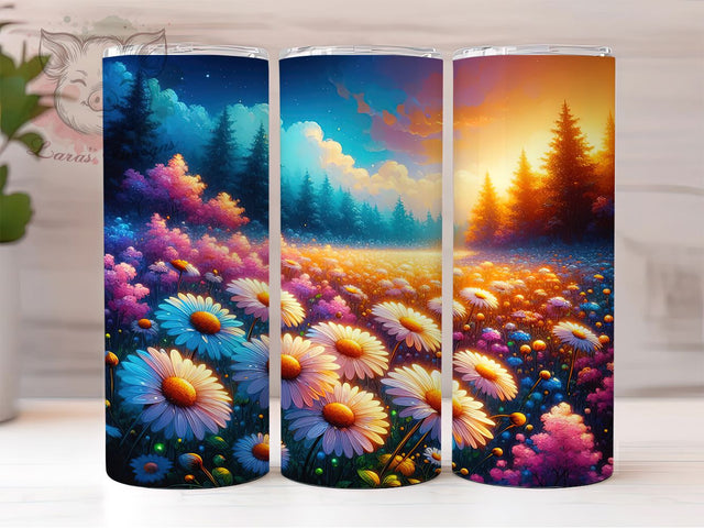 White Daisy Floral 20oz Tumbler Wrap, Floral Print Mug, Spring Flowers Cup, White Daisies Design, Nature Theme Tumbler, Boho Floral Wrap, Sublimation Tumbler Wrap Sublimation Lara' s Designs 