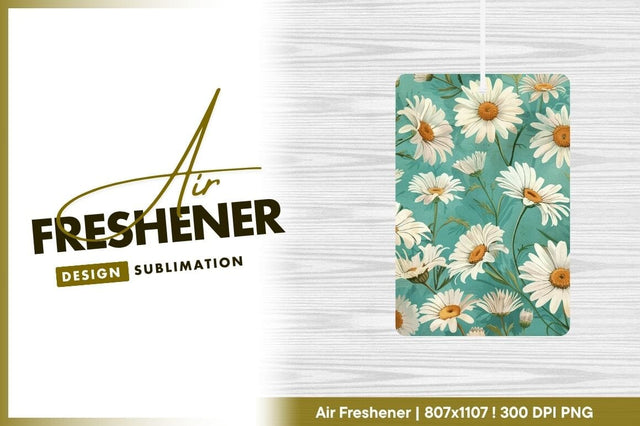 White Daisy Flowers on Teal Background Floral Pattern Illustration Sublimation Regulrcrative 
