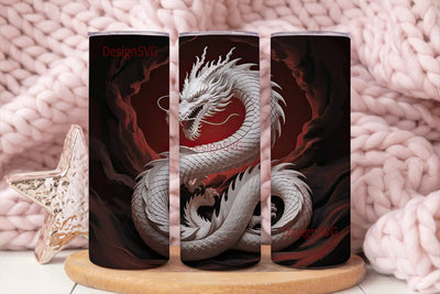 White Dragon 20oz Tumbler Wrap Sublimation DesignSVG 