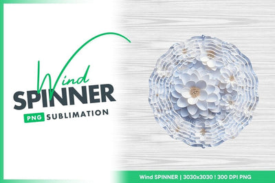 White floral pattern delicate wind spinner round png Sublimation Regulrcrative 
