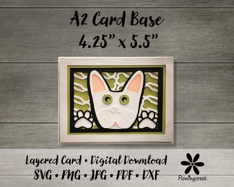 White French Bulldog 3D Layered Greeting Card SVG Cut File for All Occasions, Birthday, Thank You, Note Card 3D Paper Flowingcreek 