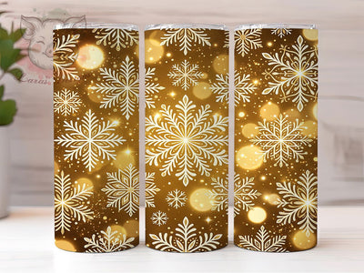 White Gold Snowflakes 20oz Tumbler, White Gold Snow, Gold Snowflakes, White Snowflakes, Snowflake Tumbler, White Gold Tumbler, Snowflake PNG, 20oz Tumbler Wrap Sublimation Lara' s Designs 