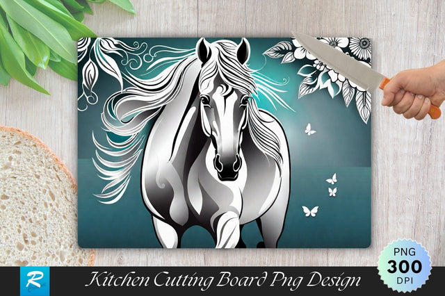 White Horse Cutting Board Cutting Board Sublimation Regulrcrative 