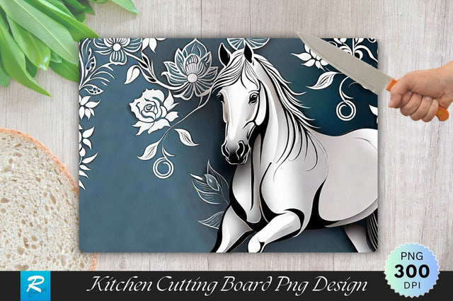 White Horse Cutting Board Cutting Board Sublimation Regulrcrative 