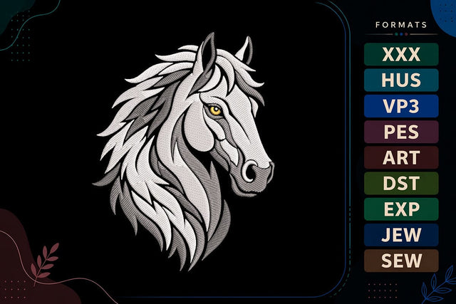 White Horse Profile Embroidery Design Embroidery/Applique DESIGNS sg embroidery 