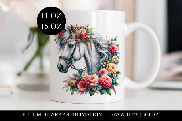 White Horse Sublimation Mug Wrap for 11 & 15oz Mugs Sublimation BijouBay 