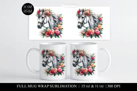 White Horse Sublimation Mug Wrap for 11 & 15oz Mugs Sublimation BijouBay 