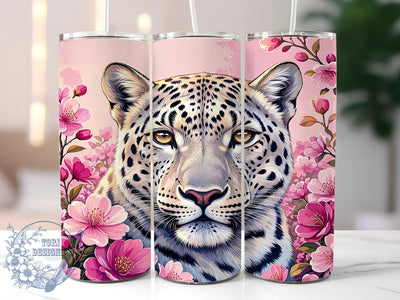White Leopard Blossoms 20oz Tumbler, Floral Leopard, Elegant Animal Print, Soft Pastels, Spring Theme, Chic Design, Feminine Style, Sublimation Wrap Sublimation ToriDesigns 