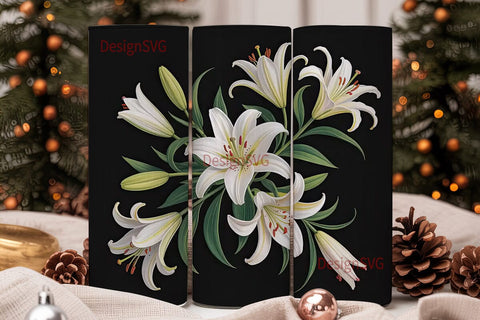 White Lily Bouquet 20oz Tumbler Wrap Sublimation DesignSVG 