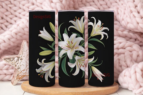 White Lily Bouquet 20oz Tumbler Wrap Sublimation DesignSVG 