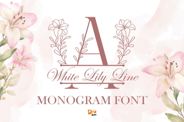 White Lily Line Monogram Font Dm Letter Studio 