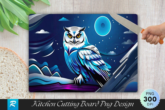 White Owl Cutting Board PNG Sublimation Regulrcrative 