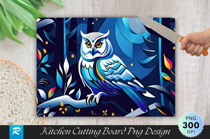 White Owl Cutting Board PNG Sublimation Regulrcrative 