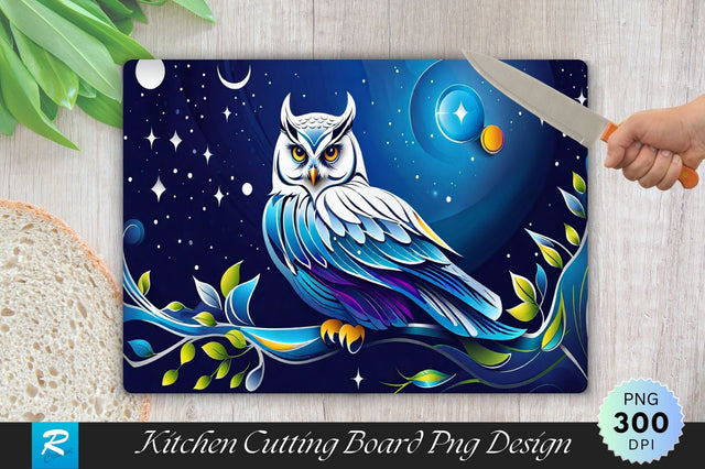 White Owl Cutting Board PNG Sublimation Regulrcrative 
