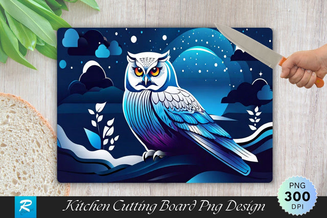 White Owl Cutting Board PNG Sublimation Regulrcrative 