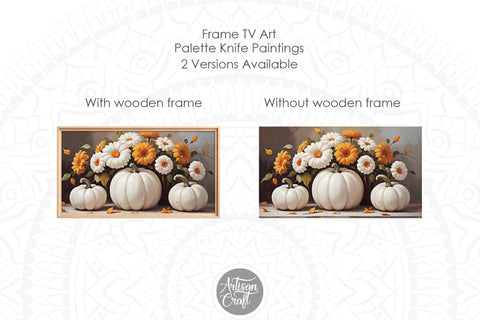 White pumpkin, fall Frame TV art, floral frame TV art, thanksgiving decorations Digital Pattern Artisan Craft SVG 