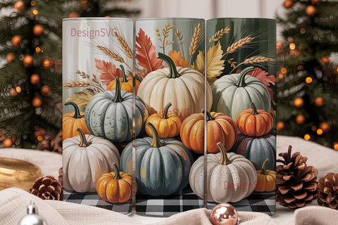 White Pumpkin Patch 20oz Tumbler Wrap Sublimation DesignSVG 