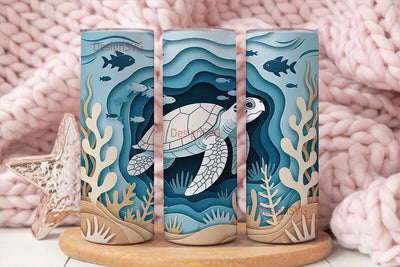 White Sea Turtle 20oz Tumbler Wrap Sublimation DesignSVG 