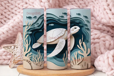 White Sea Turtle 20oz Tumbler Wrap Sublimation DesignSVG 