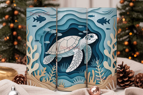 White Sea Turtle 20oz Tumbler Wrap Sublimation DesignSVG 