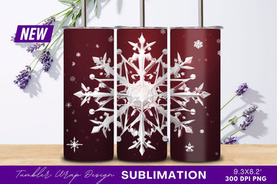 White Snowflake Tumbler Png On Red Background Sublimation Regulrcrative 